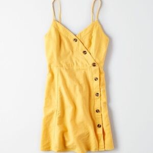 American Eagle Outfitters XL TALL Yellow Wrap Mini Dress